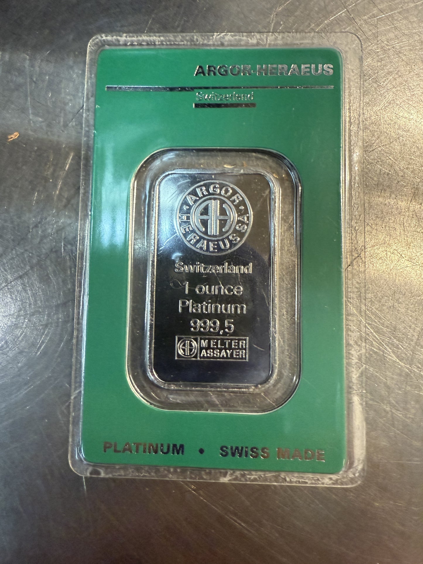 1 oz Platinum Bar - Argor-Heraeus (In Assay)