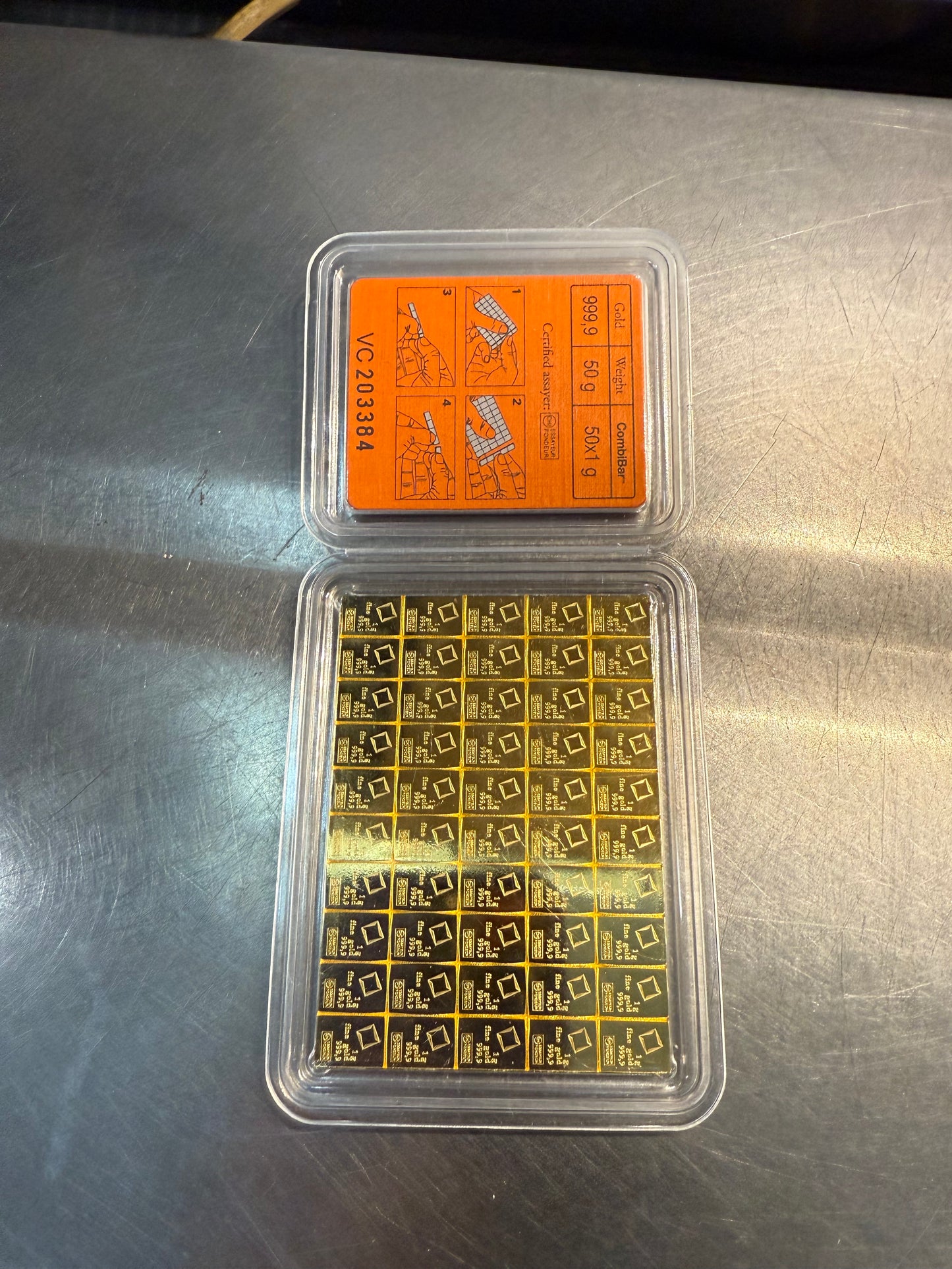 Valcambi Gold CombiBar - 50 Gram (50 x 1 Gram), .9999 Gold (1.608 troy Oz)